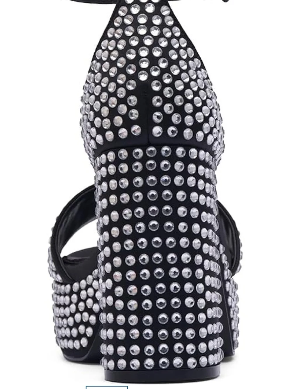 D'Amelio Mayvinaa Black Crystals  Platform Ankle-Strap Sandals